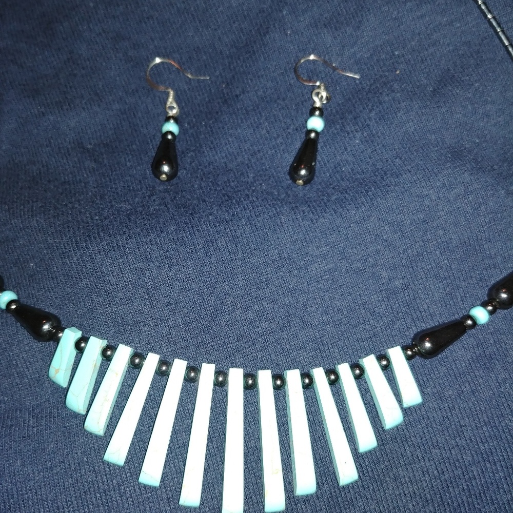 Native American Inspired Necklace Ear Ring Set - image 2
